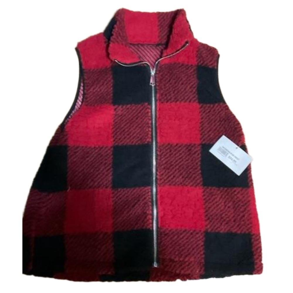 Women’s checkered fur vest